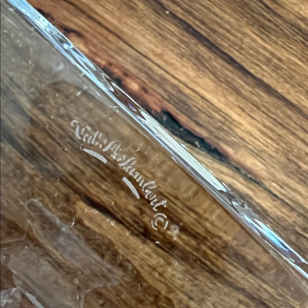Vintage Pair of Val St. Lambert Gardenia Crystal Candlesticks Like New Signed